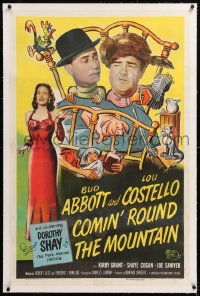 8x064 COMIN' ROUND THE MOUNTAIN linen 1sh 1951 hillbillies Bud Abbott, Lou Costello & Dorothy Shay!