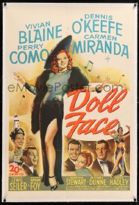 8x076 DOLL FACE linen 1sh 1945 sexy full-length Vivian Blaine & Carmen Miranda, Perry Como, O'Keefe