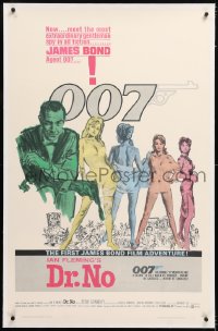 8x077 DR. NO linen 1sh 1963 Sean Connery is most extraordinary gentleman spy, first James Bond 007!