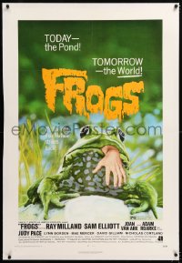 8x091 FROGS linen 1sh 1972 great art of man-eating amphibian, today the pond - tomorrow the world!