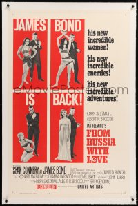 8x092 FROM RUSSIA WITH LOVE linen style B 1sh 1964 Sean Connery as Ian Fleming's James Bond is back!