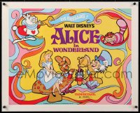 8x021 ALICE IN WONDERLAND linen 1/2sh R1974 Walt Disney, Lewis Carroll classic, psychedelic art!