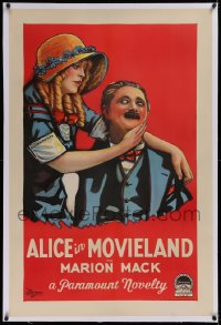 1z011 ALICE IN MOVIELAND linen 1sh 1928 art of pretty Marion Mack & cross-eyed Ben Turpin, rare!