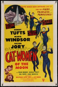 1z051 CAT-WOMEN OF THE MOON linen 1sh 1953 campy cult classic, they're fiery, fearless & ferocious!