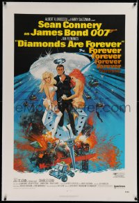 1z074 DIAMONDS ARE FOREVER linen 1sh 1971 McGinnis art of Sean Connery as James Bond w/sexy ladies!