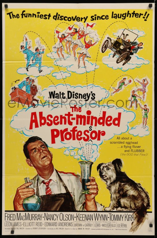 Emovieposter Com 4m0597 Absent Minded Professor 1sh R1967 Walt Disney Flubber Fred Macmurray In Title Role