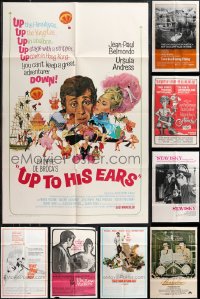 1d0358 LOT OF 10 FOLDED 1960S-70S ONE-SHEETS FROM JEAN-PAUL BELMONDO MOVIES 1960s-1970s cool images!