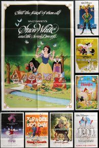 1d0351 LOT OF 10 FOLDED 1970S-80S RE-RELEASE ONE-SHEETS FROM WALT DISNEY ANIMATION MOVIES R1970s-1980s