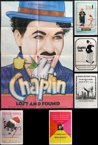 1d0347 LOT OF 10 FOLDED ONE-SHEETS FROM RE-RELEASES OF 1920S-50S CHARLIE CHAPLIN MOVIES R1960s-1980s