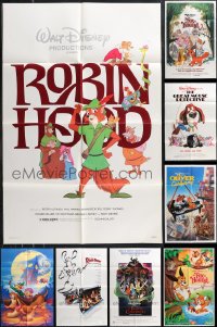 1d0354 LOT OF 10 FOLDED 1970S-80S ONE-SHEETS FROM WALT DISNEY ANIMATION MOVIES 1970s-1980s cool!