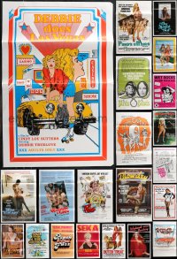 1d0171 LOT OF 104 TRI-FOLDED SEXPLOITATION ONE-SHEETS 1970s-1980s a variety of sexy images!