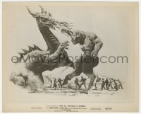 5j1720 7th VOYAGE OF SINBAD 8x10 still 1958 Ray Harryhausen, cool art of cyclops & dragon battle!