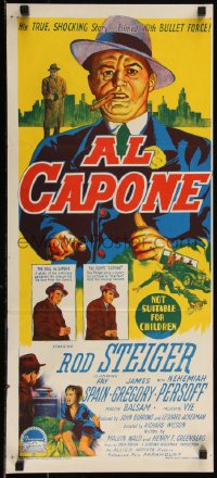 5j0751 AL CAPONE Aust daybill 1959 notorious gangster Rod Steiger by Richardson Studio, ultra rare!