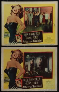 5j1630 AFFAIR IN TRINIDAD 2 LCs 1952 great images of sexiest Rita Hayworth & Glenn Ford!