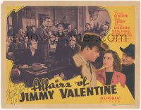 5j0079 AFFAIRS OF JIMMY VALENTINE signed TC 1942 by Ruth Terry, who's w/Dennis O'Keefe, crime comedy!