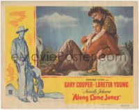 5j1344 ALONG CAME JONES LC 1945 romantic Gary Cooper & Loretta Young, Norman Rockwell border art!