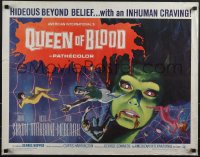 6g0485 QUEEN OF BLOOD 1/2sh 1966 Basil Rathbone, cool art of female monster & victims in her web!