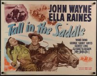 6g0499 TALL IN THE SADDLE style B 1/2sh 1944 cowboy John Wayne & pretty Ella Raines, ultra rare!