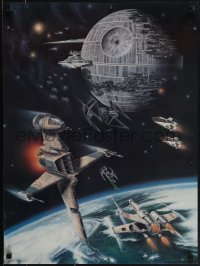 6g0336 RETURN OF THE JEDI fan club 20x27 special poster 1983 Sternbach art of Death Star battle!
