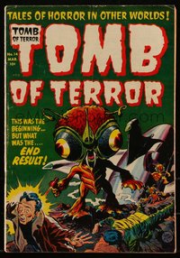 6s0431 TOMB OF TERROR #14 comic book Mar 1954 great horror cover art by Lee Elias of bug-eyed monster!