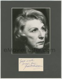 6t0026 JUDITH ANDERSON signed 3x5 index card in 11x14 display 1980s ready to frame on your wall!