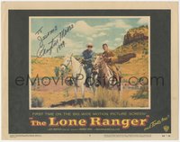 6t0009 LONE RANGER signed LC #5 1956 by Clayton Moore, with Jay Silverheels as Tonto on horseback!