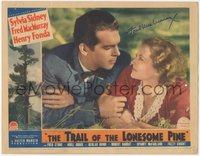 6t0017 TRAIL OF THE LONESOME PINE signed LC 1936 by Fred MacMurray, who's close up w/ Sylvia Sidney!