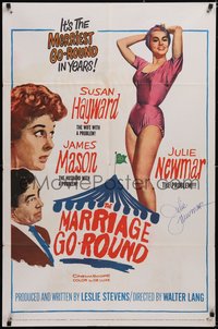 6t0019 MARRIAGE-GO-ROUND signed 1sh 1960 by Julie Newmar, sexy image w/ Susan Hayward & James Mason!