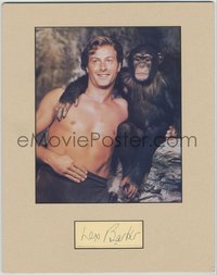 6t0027 LEX BARKER signed 2x4 paper in 11x14 display 1960s as Tarzan, ready to frame on your wall!