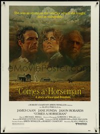 6w0144 COMES A HORSEMAN 30x40 1978 McGinnis art of James Caan, Jane Fonda & Jason Robards!