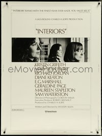 6w0147 INTERIORS style B 30x40 1978 Diane Keaton, Mary Beth Hurt, E.G. Marshall, directed by Woody Allen!