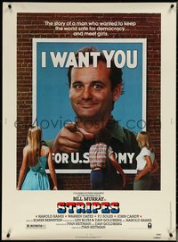 6w0151 STRIPES 30x40 1981 Ivan Reitman classic military comedy, Bill Murray wants YOU, ultra rare!