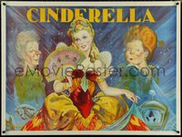 6w0160 CINDERELLA stage play British quad 1930s beautiful art with her wicked step-sisters!