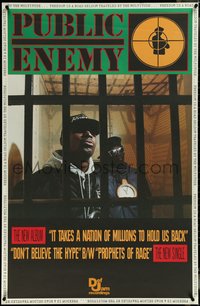 6w0123 PUBLIC ENEMY 30x46 music poster 1988 Don't Believe The Hype, in jail with Flavor Flav!