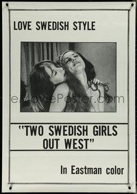 6w0140 TWO SWEDISH GIRLS OUT WEST 1sh 1970s image of sexy women making out, ultra rare!