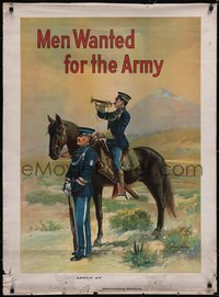 6w0124 MEN WANTED FOR THE ARMY 30x40 WWI war poster 1914 Whelan art of bugler on horse, ultra rare!