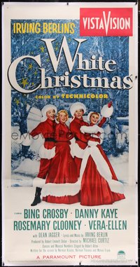 7a0291 WHITE CHRISTMAS linen 3sh 1954 Bing Crosby, Kaye, Clooney, Vera-Ellen, classic, ultra rare!