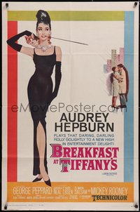 7a0032 BREAKFAST AT TIFFANY'S 1sh 1961 classic Robert McGinnis art of sexy elegant Audrey Hepburn!