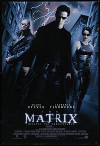 7a0169 MATRIX int'l 1sh 1999 unfolded lightning style, Keanu Reeves, Carrie-Anne Moss, Fishburne!