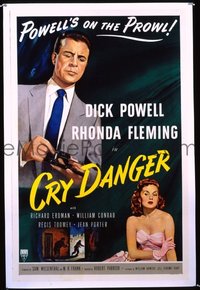 #115 CRY DANGER 1sh 51 Dick Powell, film noir