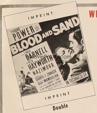 BLOOD & SAND ('41) WC, regular window card double