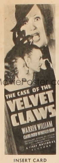 CASE OF THE VELVET CLAWS insert