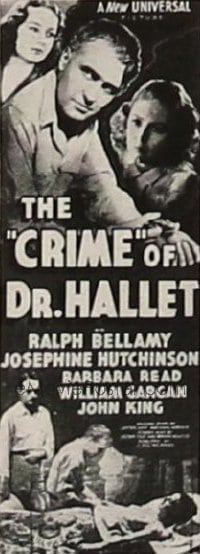 CRIME OF DR. HALLET insert