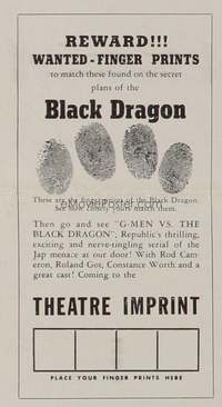 G-MEN VS. THE BLACK DRAGON fingerprint card