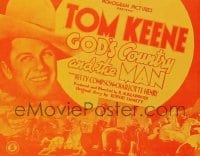 GOD'S COUNTRY & THE MAN ('37) 1/2sh