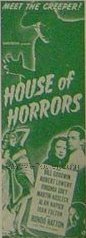 HOUSE OF HORRORS insert