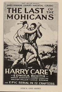 LAST OF THE MOHICANS ('32) 1sh stock