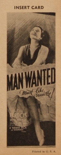 MAN WANTED insert