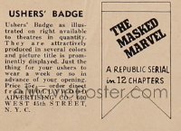 MASKED MARVEL ushers badge Miscellaneous