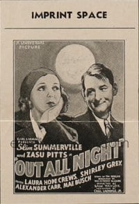 OUT ALL NIGHT ('33) WC, regular